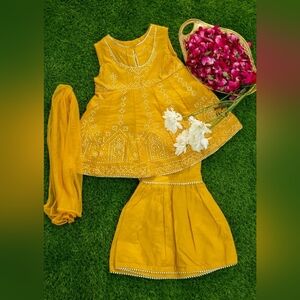 J. Girls Yellow Gharara Dress Set - Indian & Pakistani